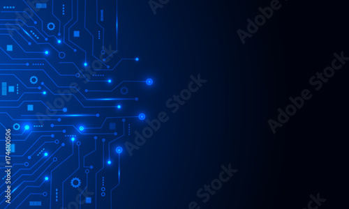 Geometric background and high tech circuit board connection system	
