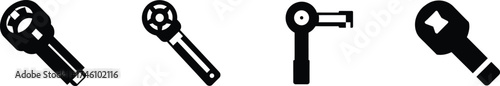 Set of four shower valve socket wrench tools for plumbing and installation vector