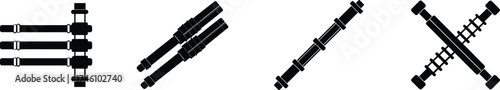 Drain rods and plumbing tools set with screw joints for cleaning vector