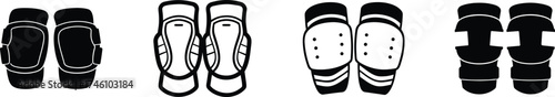 Pair of protective knee pads for sports and work with durable straps and padding vector