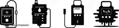 Set of electronic leak detector devices for industrial and professional use vector