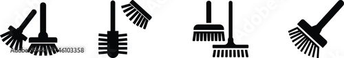 Set of pipe cleaning brushes icons for cleaning and maintenance tasks vector