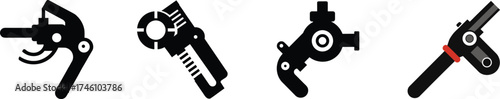 Set of four radiator pipe cutters professional plumbing tools for accurate cuts vector