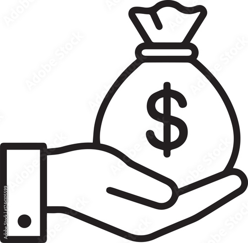 Secure your financial future with savings and investments, symbolizing wealth management and monetary success with a helping hand and a bag of money