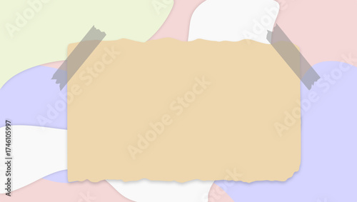 Beige Torn Paper on Pastel Abstract Background With Tape Seals for Creative Design