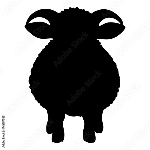 Silhouette of a Sheep on a White Background
