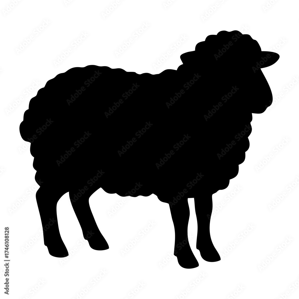 Obraz premium Silhouette of a Sheep on a White Background