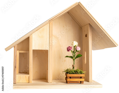 Cozy Craft Dollhouse with Front Flower Stand Display