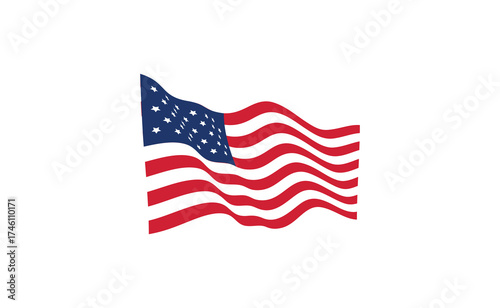 Waving american flag red white blue stars stripes patriotic freedom symbol