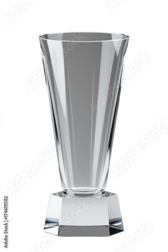 Elegant clear glass tumbler with a modern geometric design and a sturdy square base suitable for beverages, water, juice, cocktails, or decorative display purposes