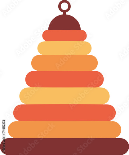 Colorful stacking tower toy for children on a white background.