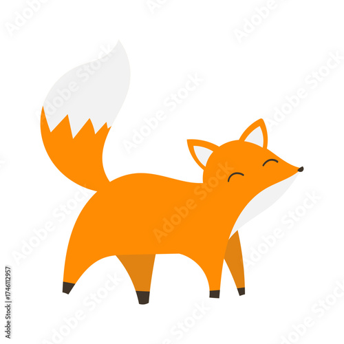 Cartoon Illustration of an Orange Fox