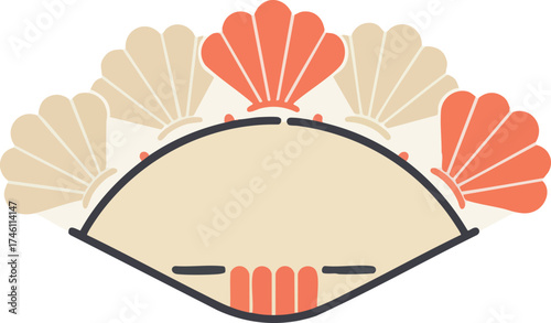 Elegant hand fan vector graphic on a white background, culture art