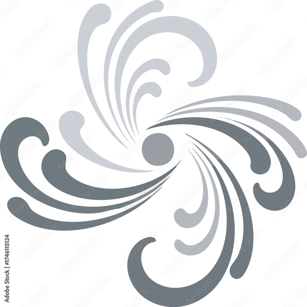 Fototapeta premium Elegant swirling design with neutral gray tones on a white background.