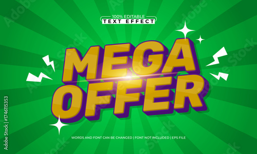 mega offer editable text effect