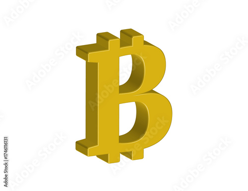 3D illustration of a Bitcoin symbol. Transparent background, PNG format.