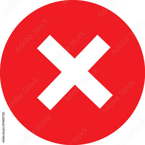 Cross Mark Flat Icon – Error and Deny Sign in Circle Vector Illustration