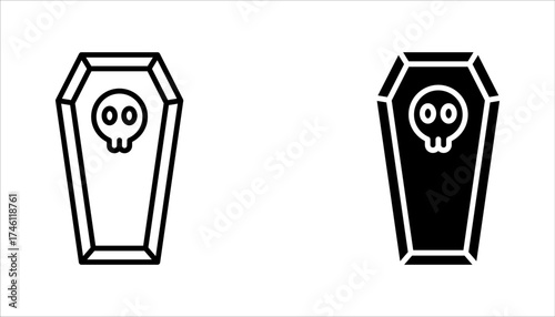 Coffin icon set. halloween concept, vector illustration on white background