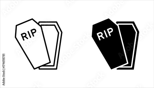 Coffin icon set. halloween concept, vector illustration on white background