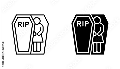 Coffin icon set. halloween concept, vector illustration on white background