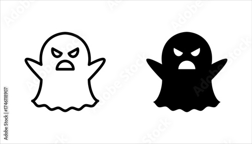 Ghosts icon set. Collection of various scary ghosts, Halloween concept, vector illustration on white background