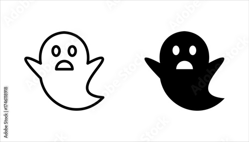 Ghosts icon set. Collection of various scary ghosts, Halloween concept, vector illustration on white background