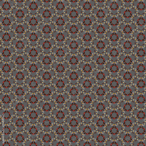 Simple style abstract geometric pattern Small colorful mosaic shapes on a dark gray background Minimalistic design