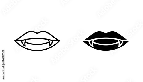Vampire lips icon set, Halloween party line icon. vector illustration on white background