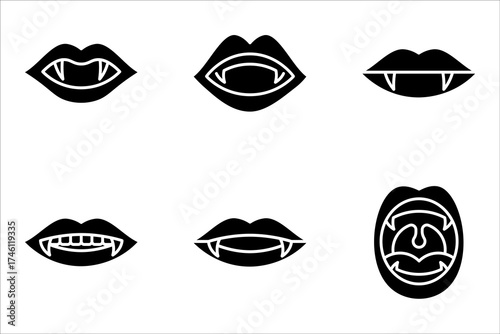 Vampire lips icon set, Halloween party line icon. vector illustration on white background