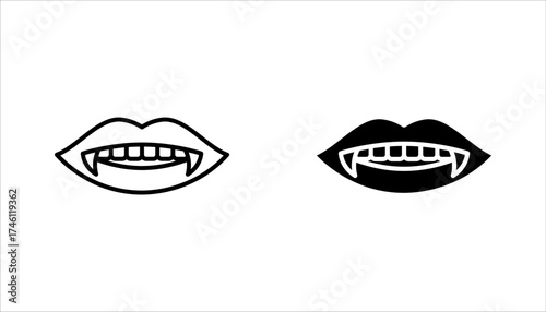 Vampire lips icon set, Halloween party line icon. vector illustration on white background