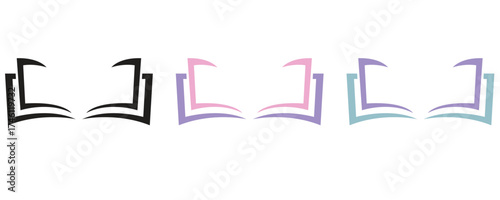 Open book icon vector set, open book icon in colorful flat trendy style illustration isolated on white background.