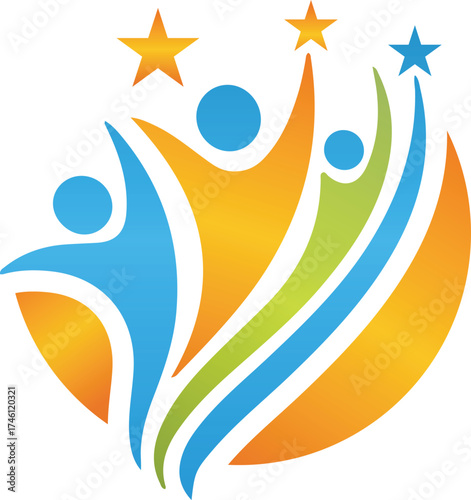 gradient color Team Success Celebration Icon 