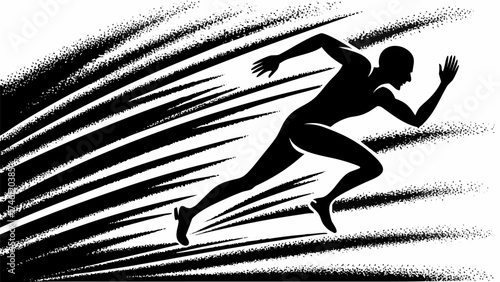 Dynamic runner bursts forward with speed and energy, perfect for fitness and athletic themes
