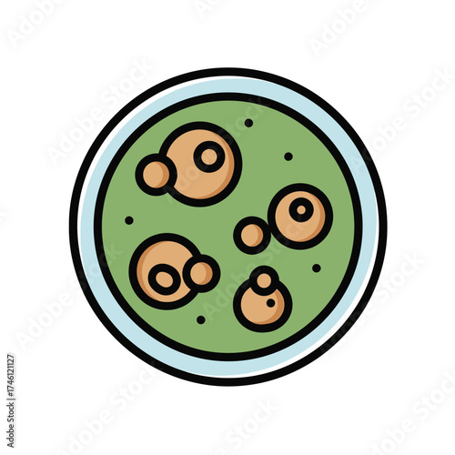 Petri Dish with Microbes An Illustrated Depiction for Scientific & Educational Purposes