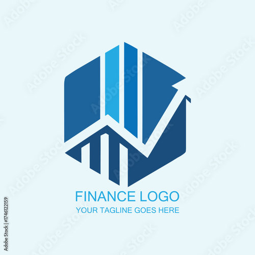 Modern Finance Logo with Growth Chart and Rising Arrow Symbol