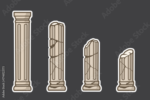 set of pillar good for sticker, badge, element design, print design, etc