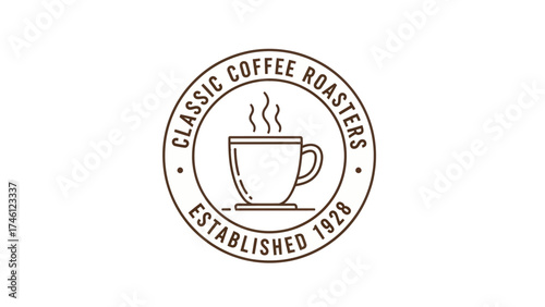 Classic Coffee Roasters Logo: Vintage Badge for Cafe and Drink.
