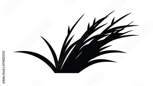 Solid Black Silhouette Vector of a Rice Plant