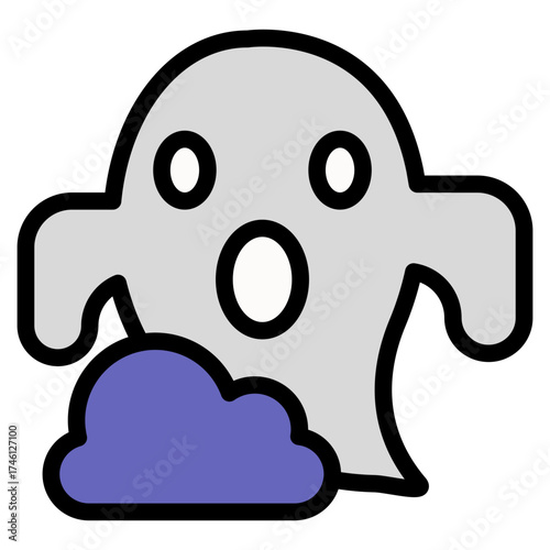 Ghost with cloud icon in flat style