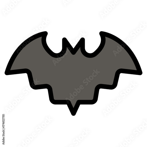 Bat halloween icon in flat style