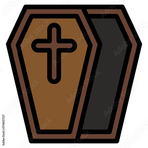 coffin icon in flat style