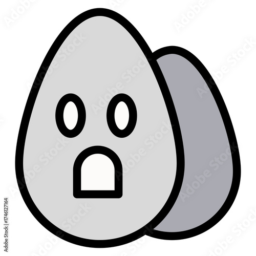 Ghost egg character icon in flat style
