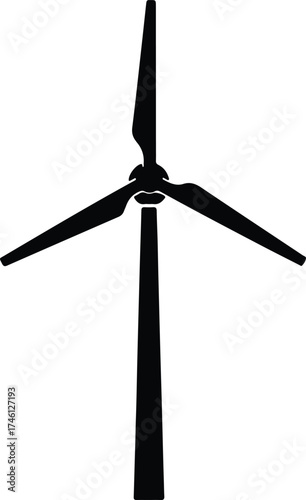 Illustrator Vector Modern windmill farm energy generator wind turbine silhouette
