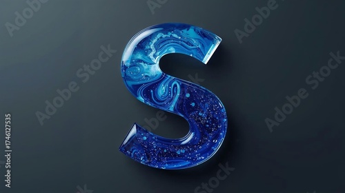 Wallpaper Mural 3D Glass Letter S with Swirling Cobalt Blue Liquid Torontodigital.ca