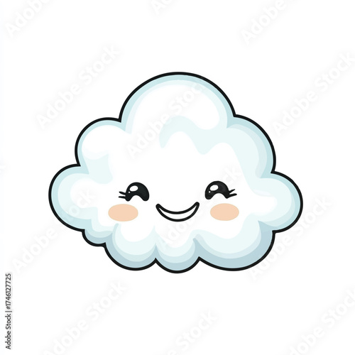  Cute happy cloud with rosy cheeks and closed eye