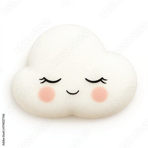  Cute happy cloud with rosy cheeks and closed eye
