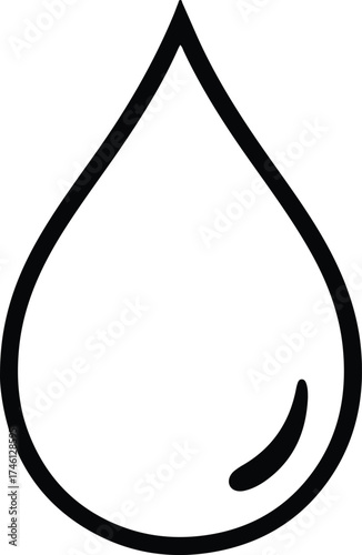 Illustrator Vector Simple water drop icon black line silhouette