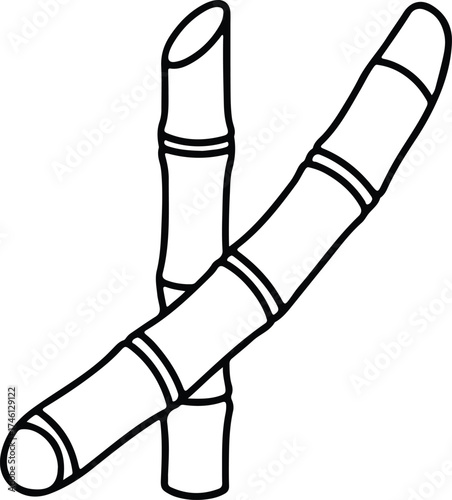 Illustrator Vector Two stalks of sugarcane vector illustration silhouette