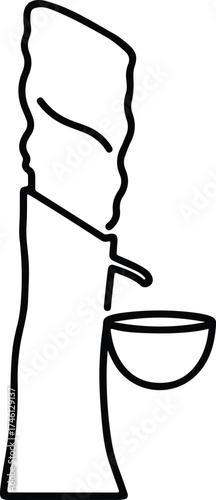 Illustrator Vector Water cooler with cup dispensing water silhouette