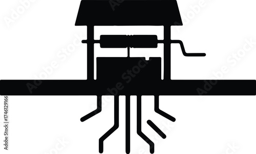 Illustrator Vector Water well environmental underground water source silhouette